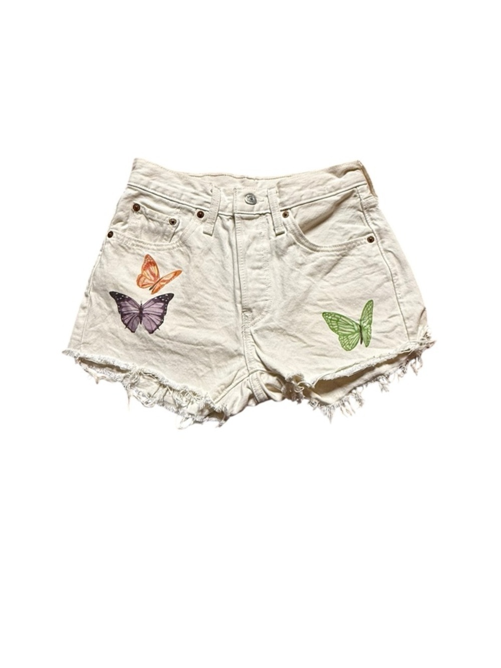 Levi’s 100% cotton, cream butterfly shorts, size 3